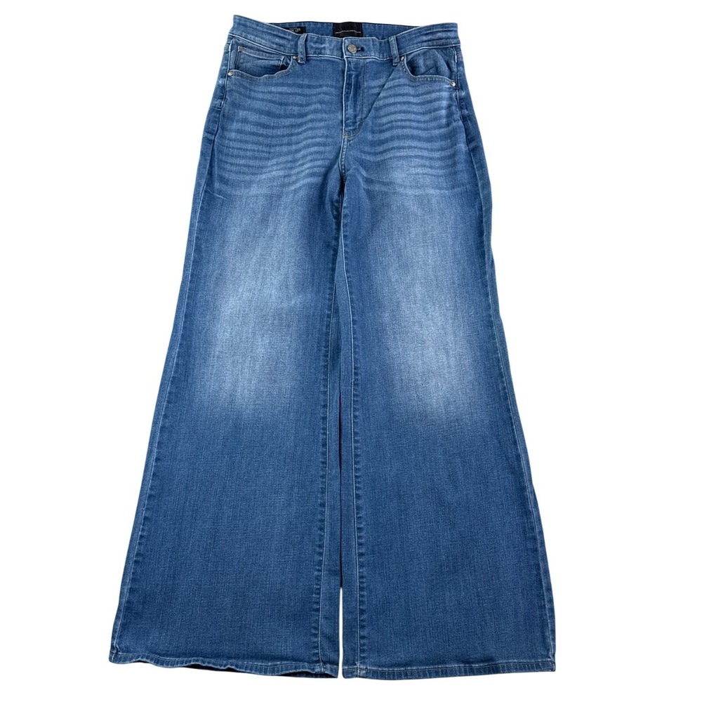 White House Black Market Jeans Womens 12 Blue Wide Leg High Rise Soft Stretch